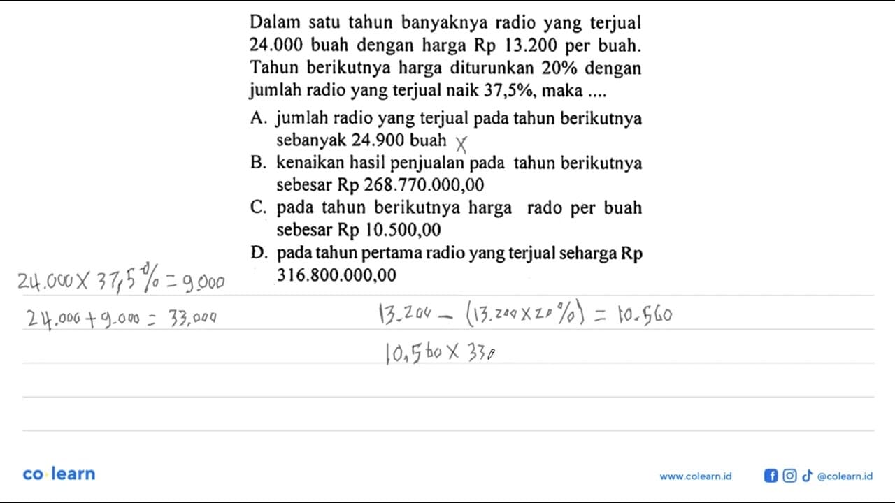 Dalam satu tahun banyaknya radio yang terjual 24.000 buah