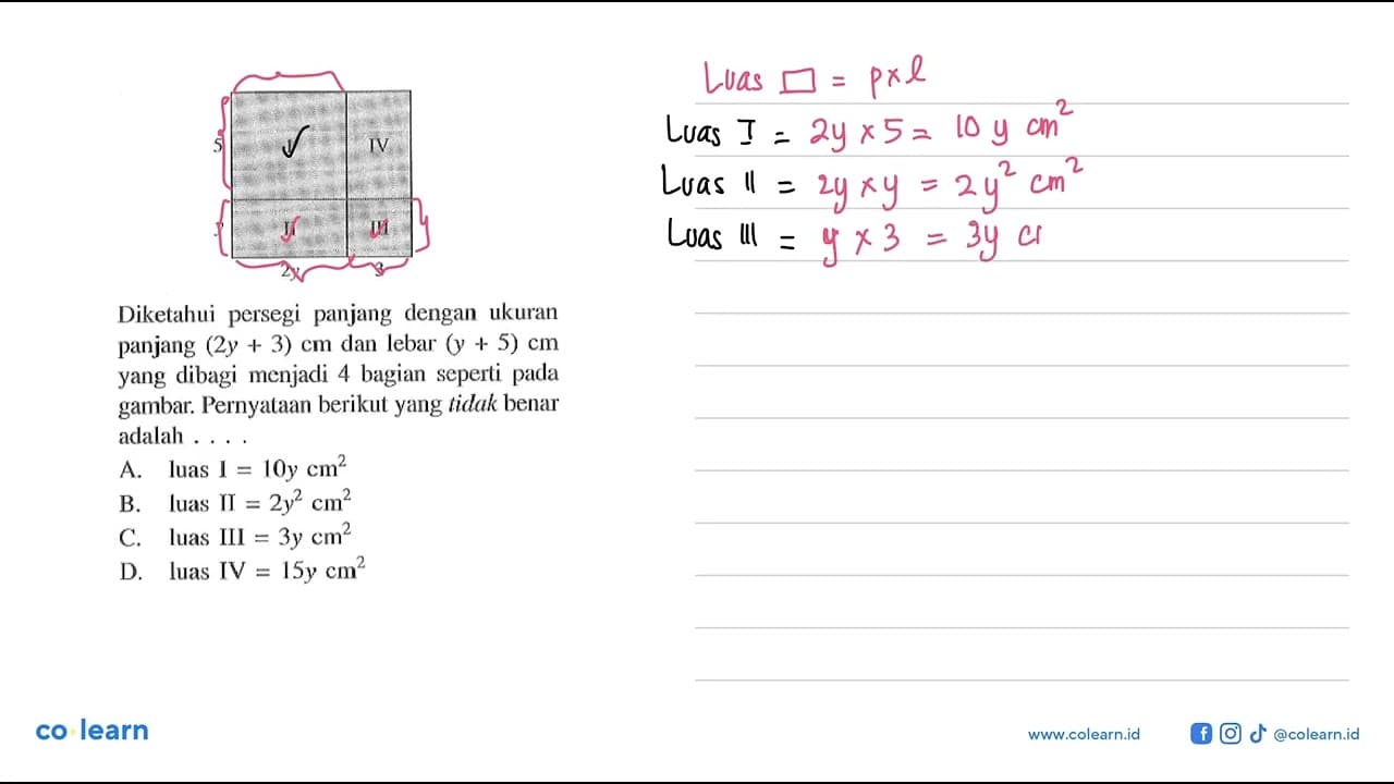 5 I IVy II III2y 3Diketahui persegi panjang dengan ukuran