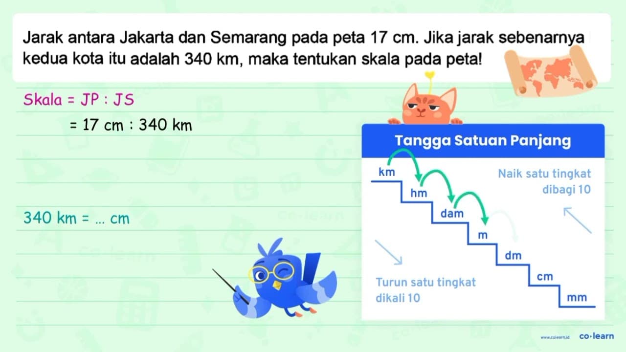 Jarak antara Jakarta dan Semarang pada peta 17 cm . Jika