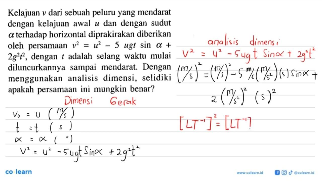 Kelajuan v dari sebuah peluru yang mendarat dengan kelajuan