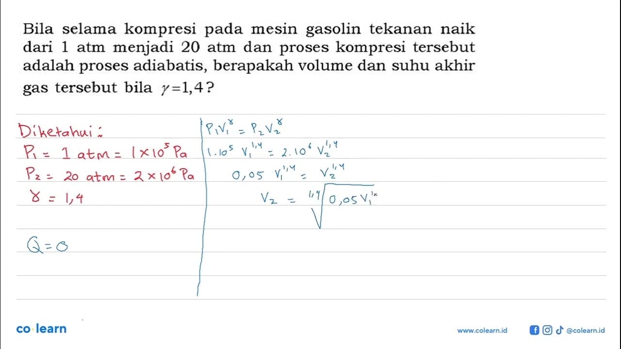 Bila selama kompresi pada mesin gasolin tekanan naik dari 1