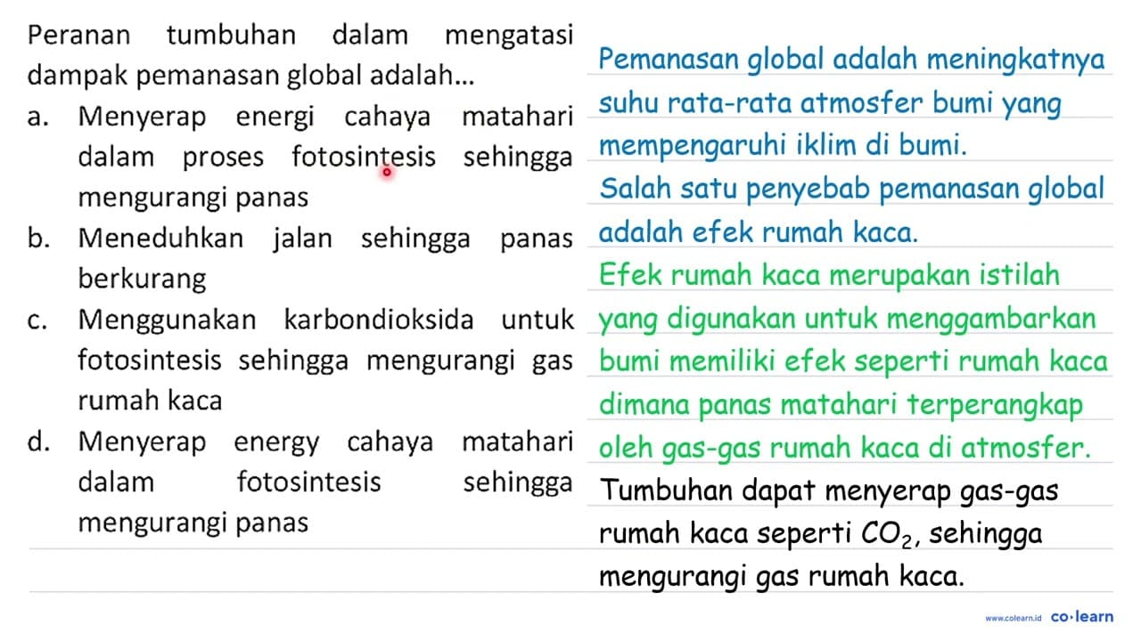 Peranan tumbuhan dalam mengatasi dampak pemanasan global