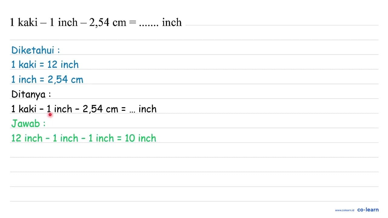 1 kaki -1 inch -2,54 cm= inch