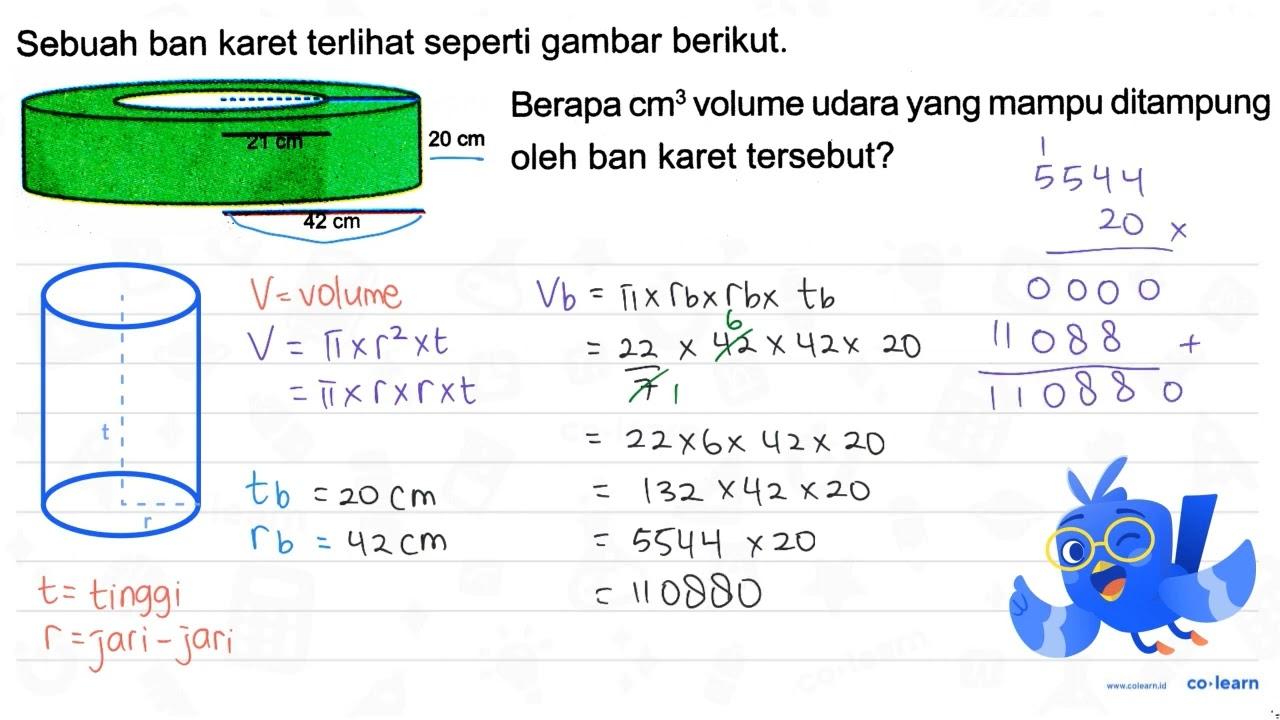 Sebuah ban karet terlihat seperti gambar berikut. 20 cm 21