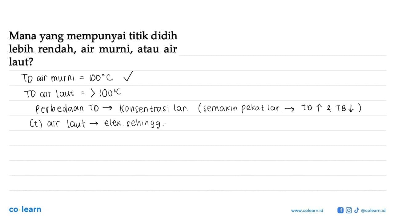 Mana yang mempunyai titik didih lebih rendah, air murni,