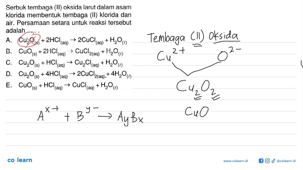 Serbuk tembaga (II) oksida larut dalam asam klorida