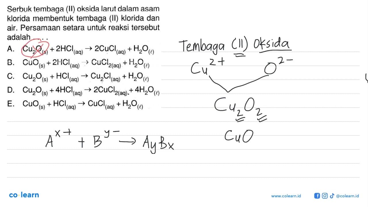 Serbuk tembaga (II) oksida larut dalam asam klorida