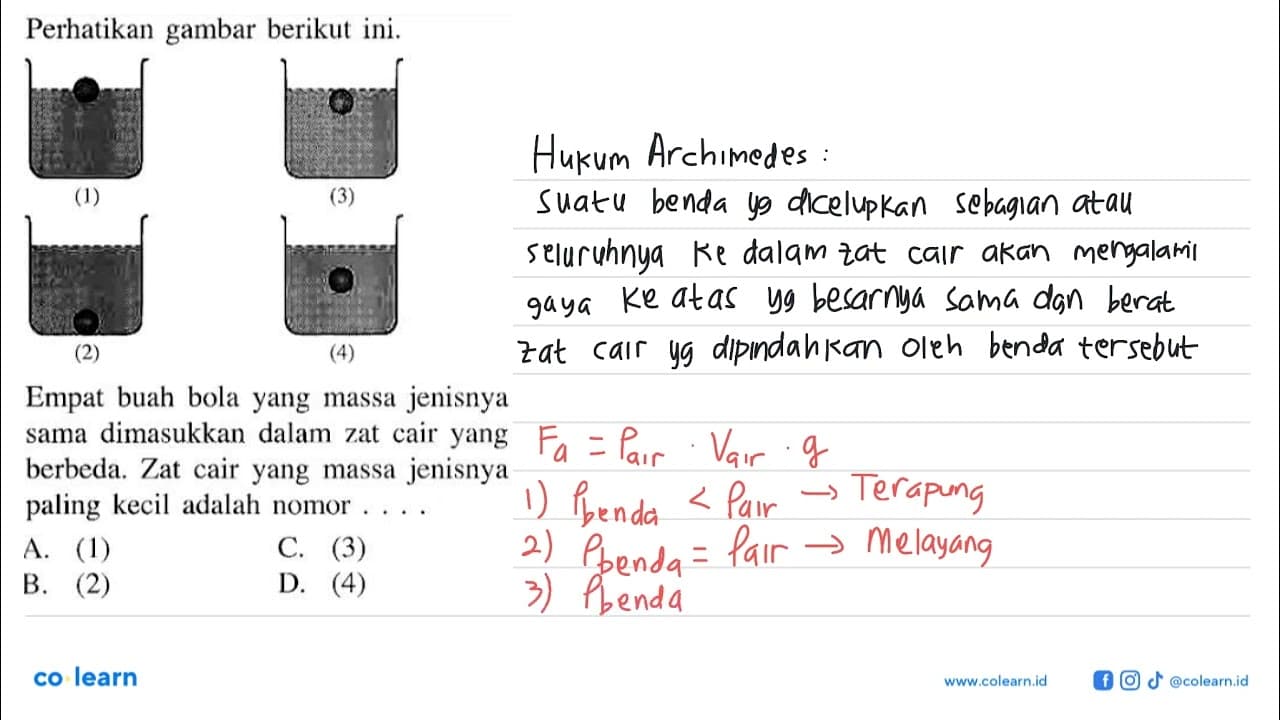 Perhatikan gambar berikut ini.(1)(3)(2)(4)Empat buah bola