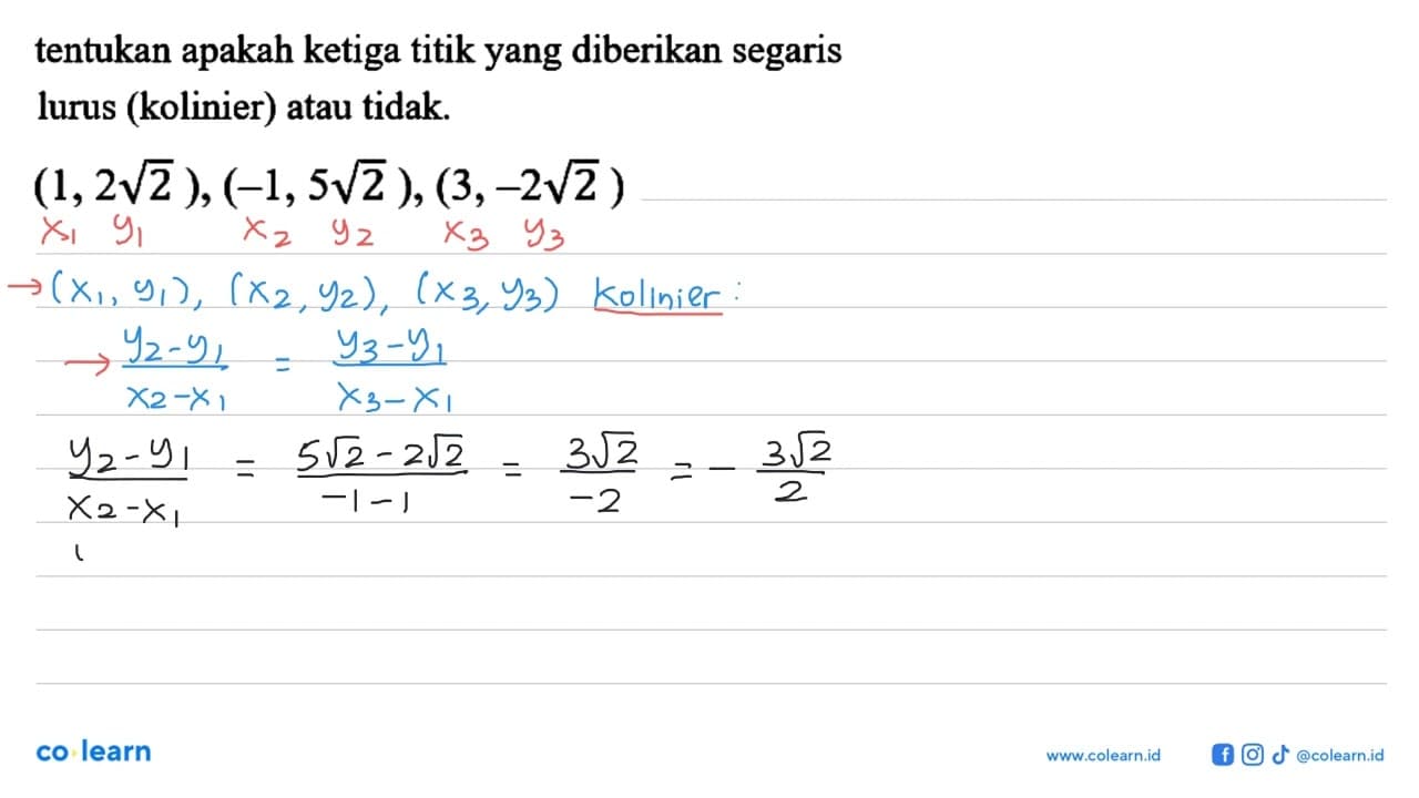 (1, 2 akar(2)), (-1, 5 akar(2)), (3, -2 akar(2))