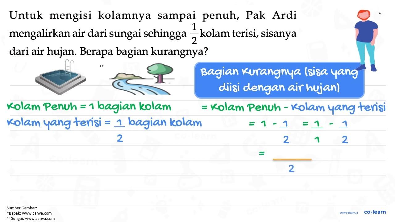 Untuk mengisi kolamnya sampai penuh, Pak Ardi mengalirkan