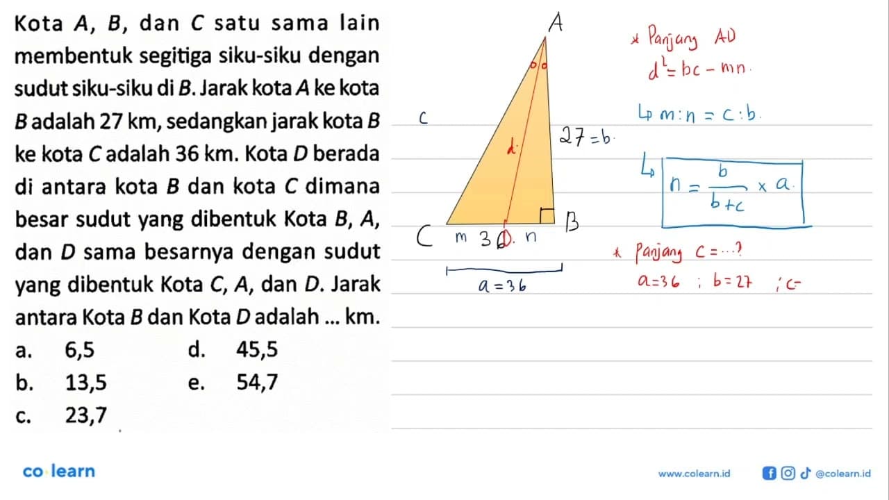 Kota A, B, dan C satu sama lain membentuk segitiga