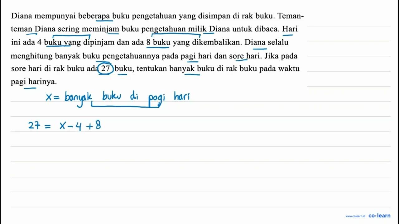 Diana mempunyai beberapa buku pengetahuan yang disimpan di