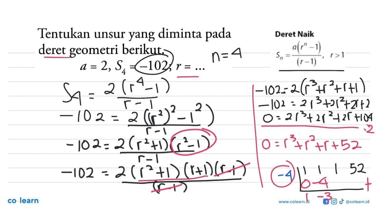 Tentukan unsur yang diminta pada deret geometri