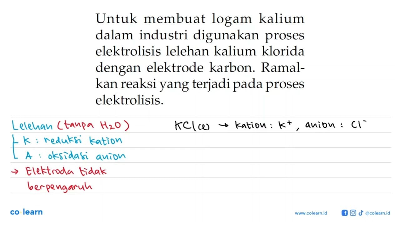 Untuk membuat logam kalium dalam industri digunakan proses