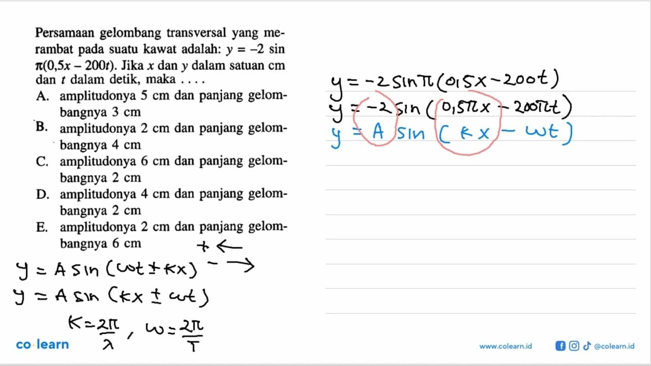 Persamaan gelombang transversal yang me-rambat pada suatu