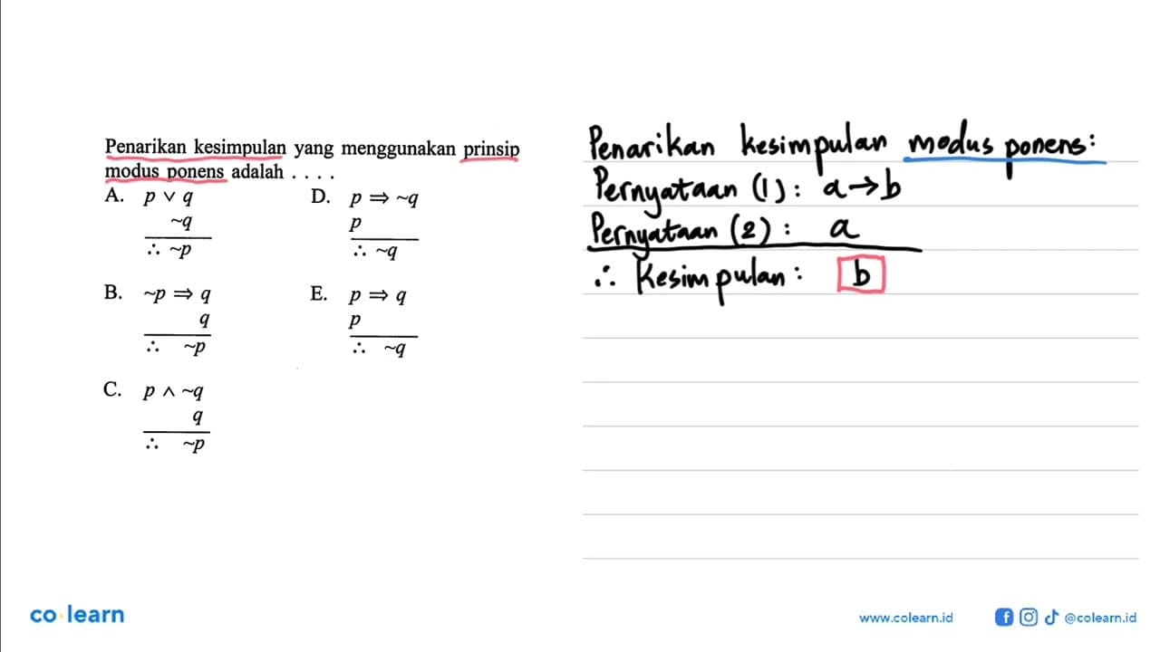 Penarikan kesimpulan yang menggunakan prinsip modus ponens