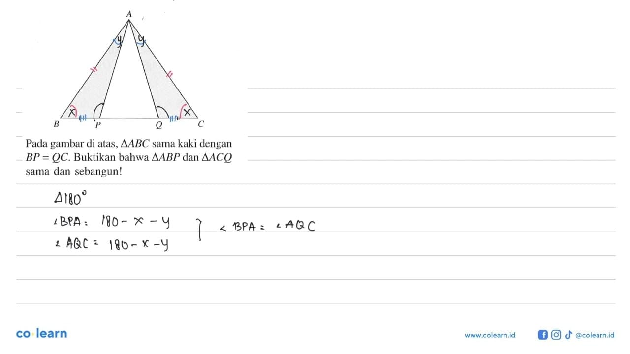 Segitiga APQ berada di dalam segitiga ABC.Pada gambar di