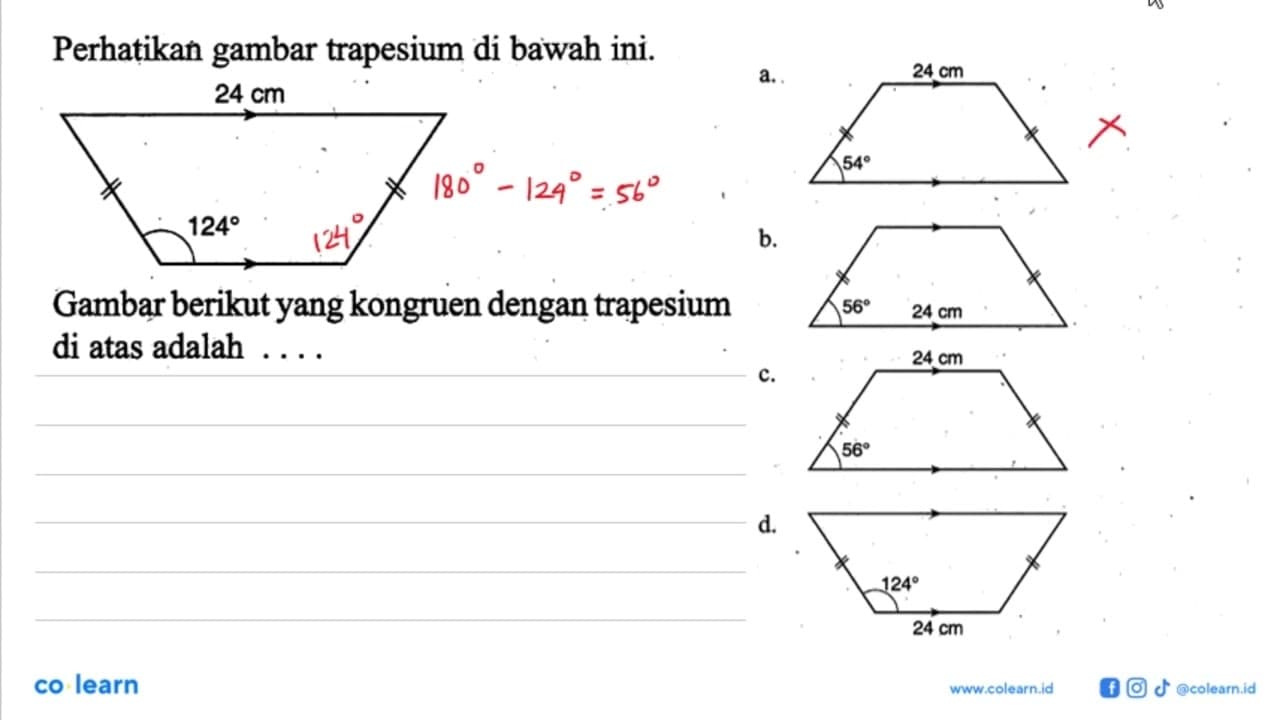 Perhatikan gambar trapesium di bawah ini.24 cm 124Gambar