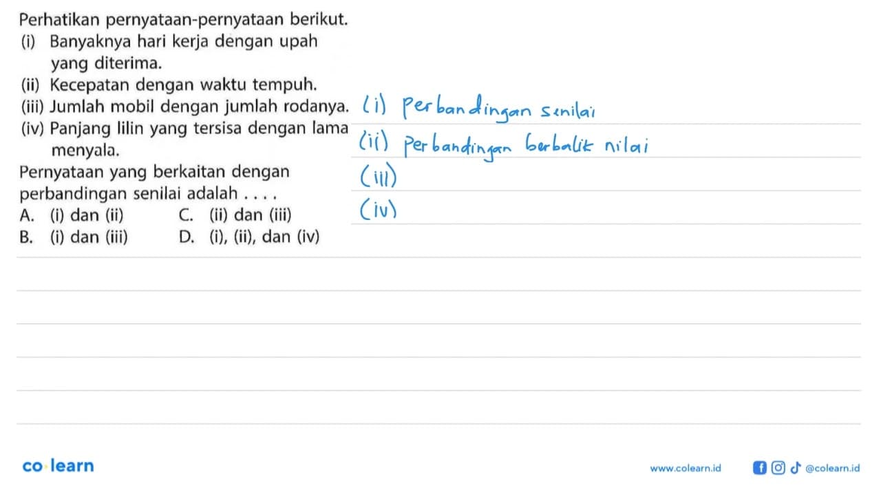 Perhatikan pernyataan-pernyataan berikut. (i) Banyaknya