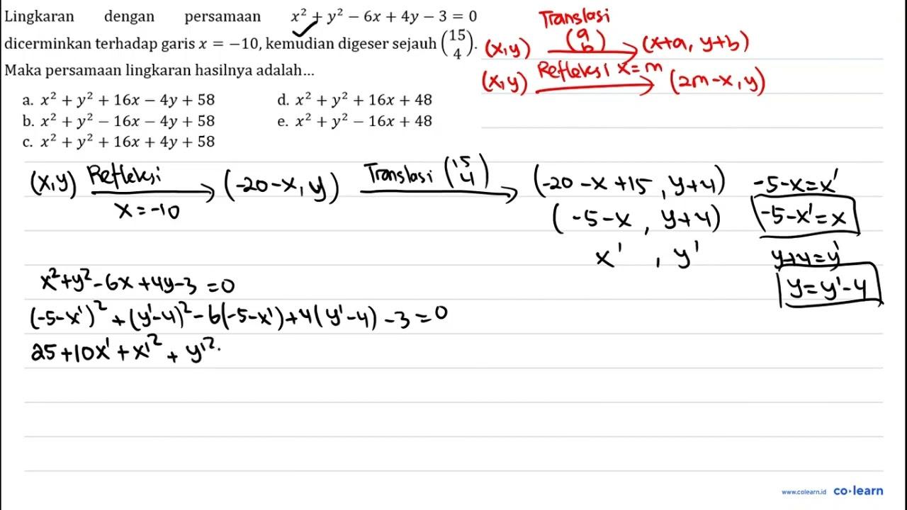 Lingkaran dengan persamaan x^(2)+y^(2)-6 x+4 y-3=0