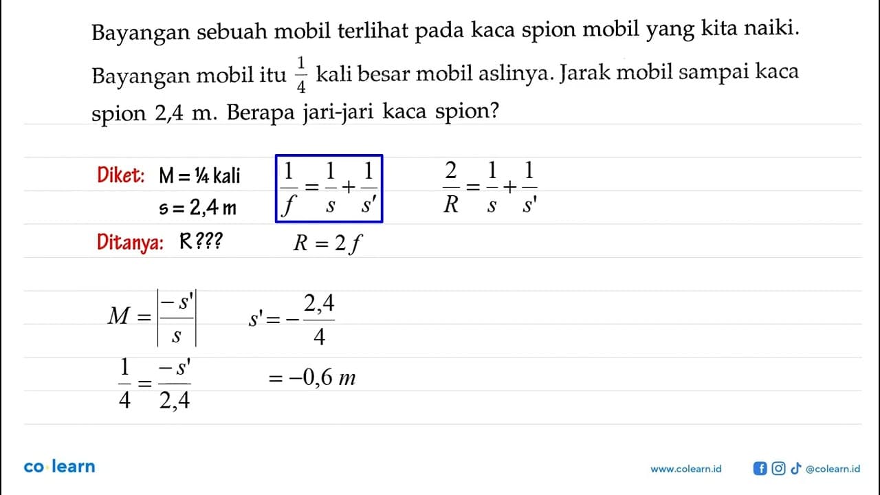 Bayangan sebuah mobil terlihat pada kaca spion mobil yang