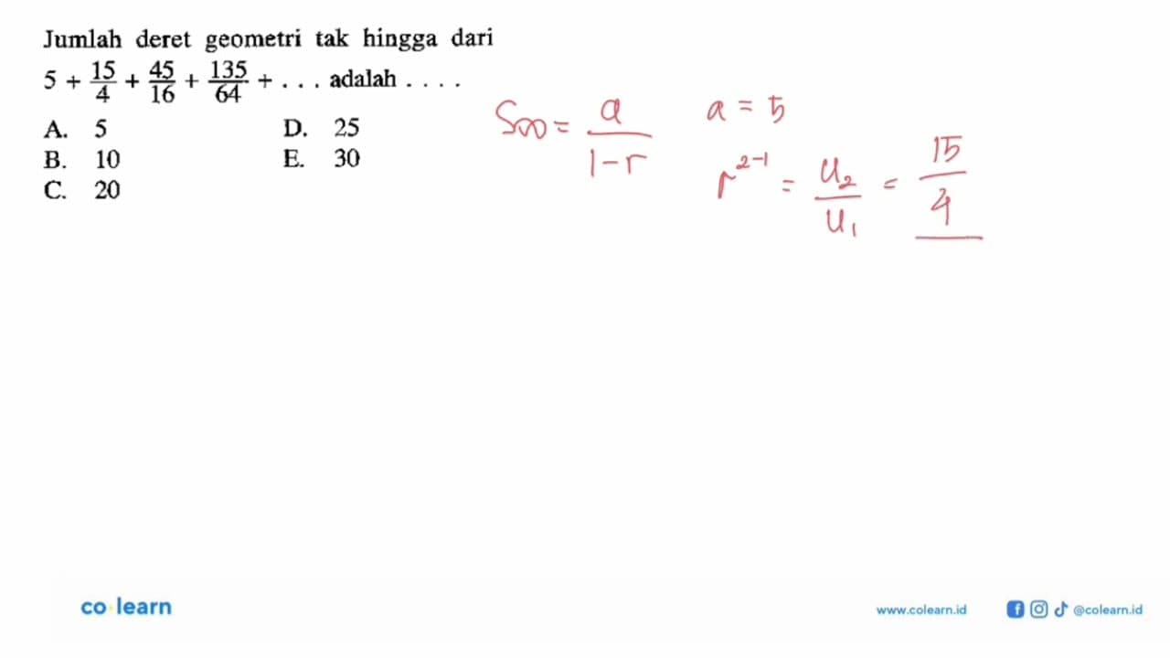 Jumlah deret geometri tak hingga dari