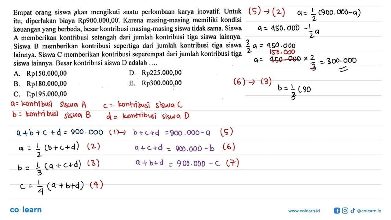 Empat orang siswa akan mengikuti suatu pcrlombaan karya