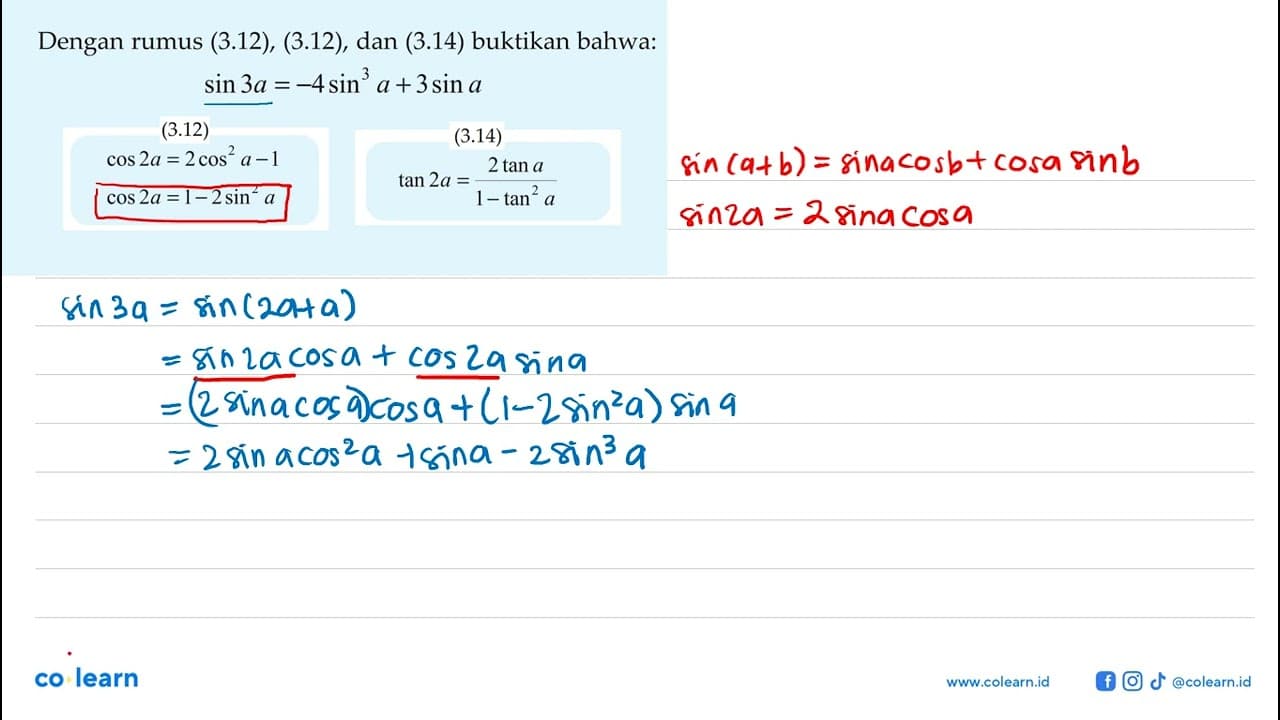 Dengan rumus (3.12), (3.12), dan (3.14) buktikan bahwa: sin