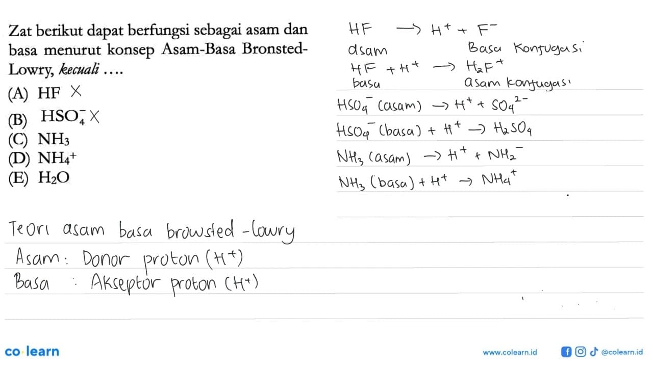 Zat berikut dapat berfungsi sebagai asam dan basa menurut