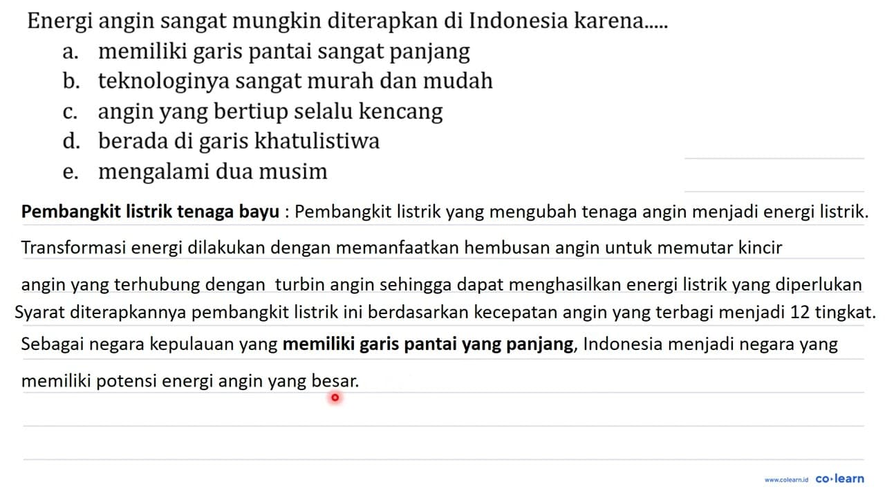 Energi angin sangat mungkin diterapkan di Indonesia