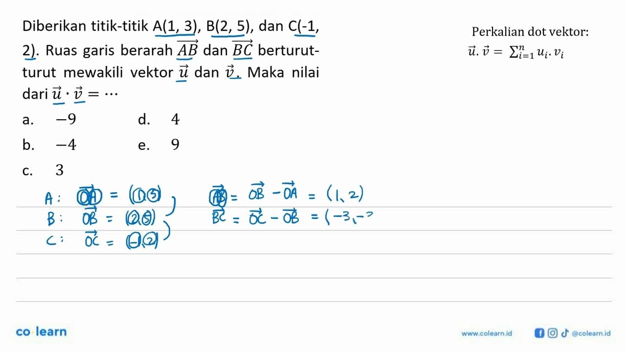 Diberikan titik-titik A(1,3), B(2,5), dan C(-1,2)Ruas garis