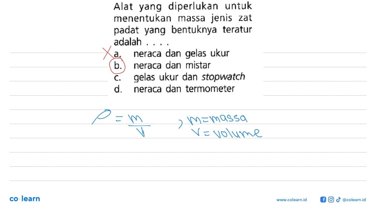 Alat yang diperlukan untuk menentukan massa jenis zat padat