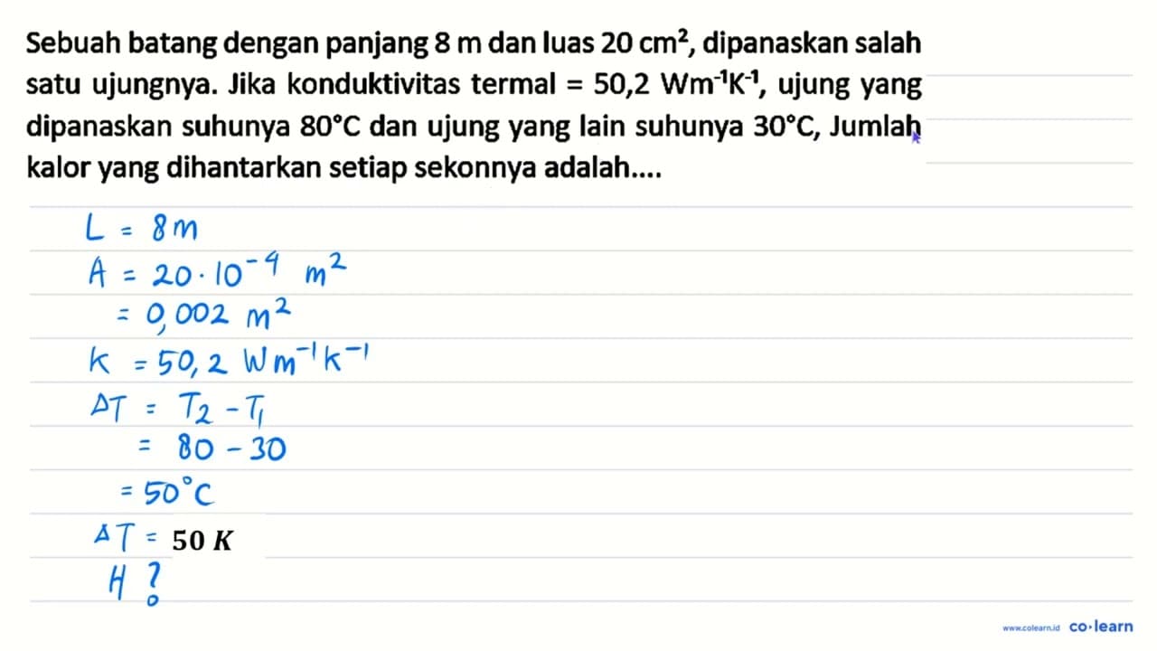 Sebuah batang dengan panjang 8 m dan luas 20 cm^(2) ,