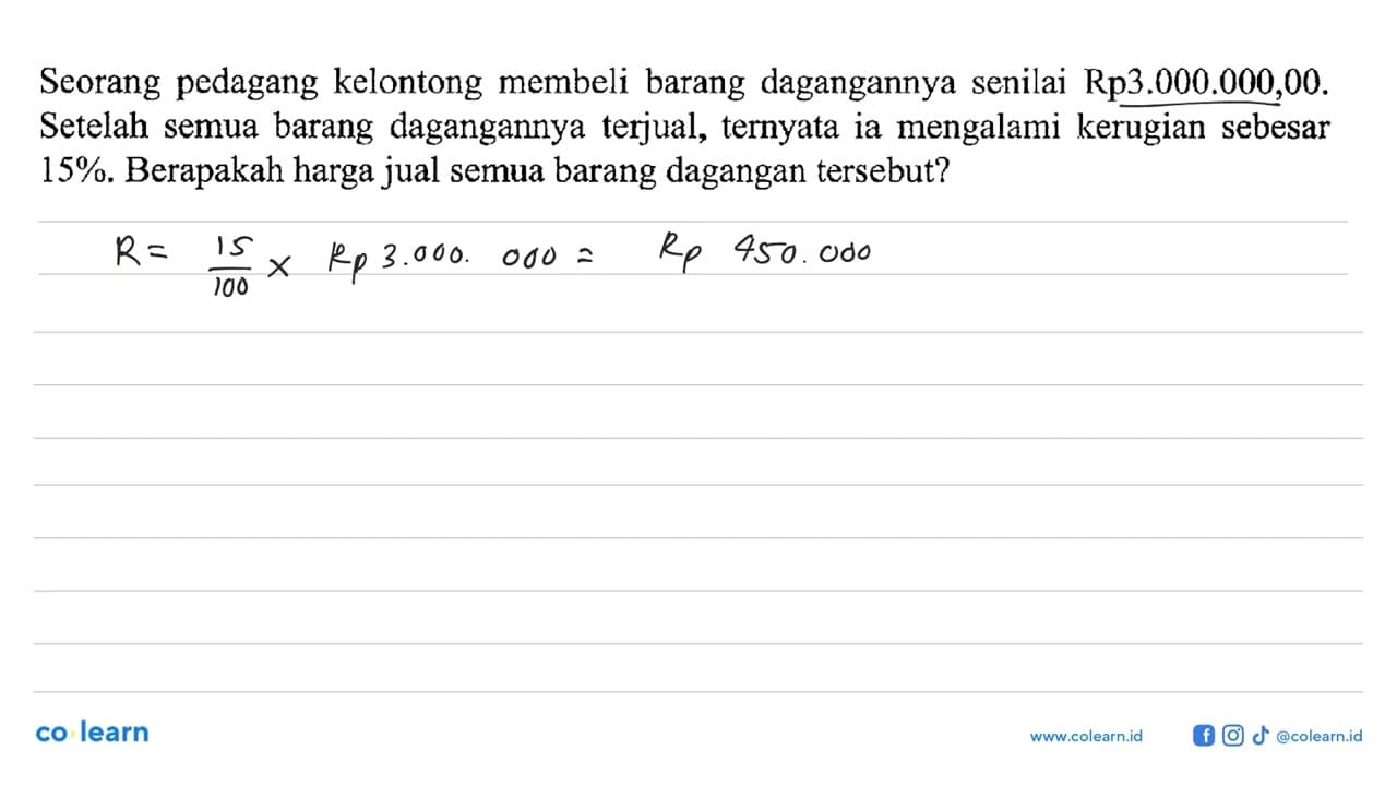 Seorang pedagang kelontong membeli barang dagangannya