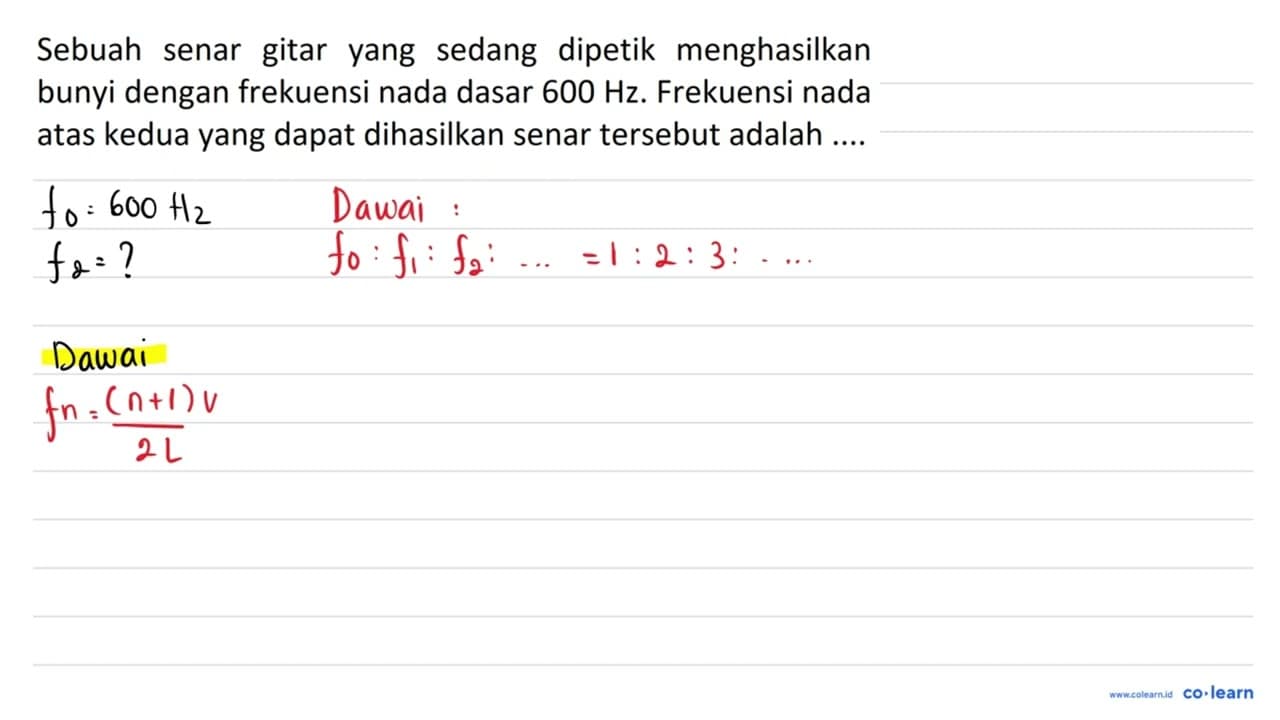 Sebuah senar gitar yang sedang dipetik menghasilkan bunyi