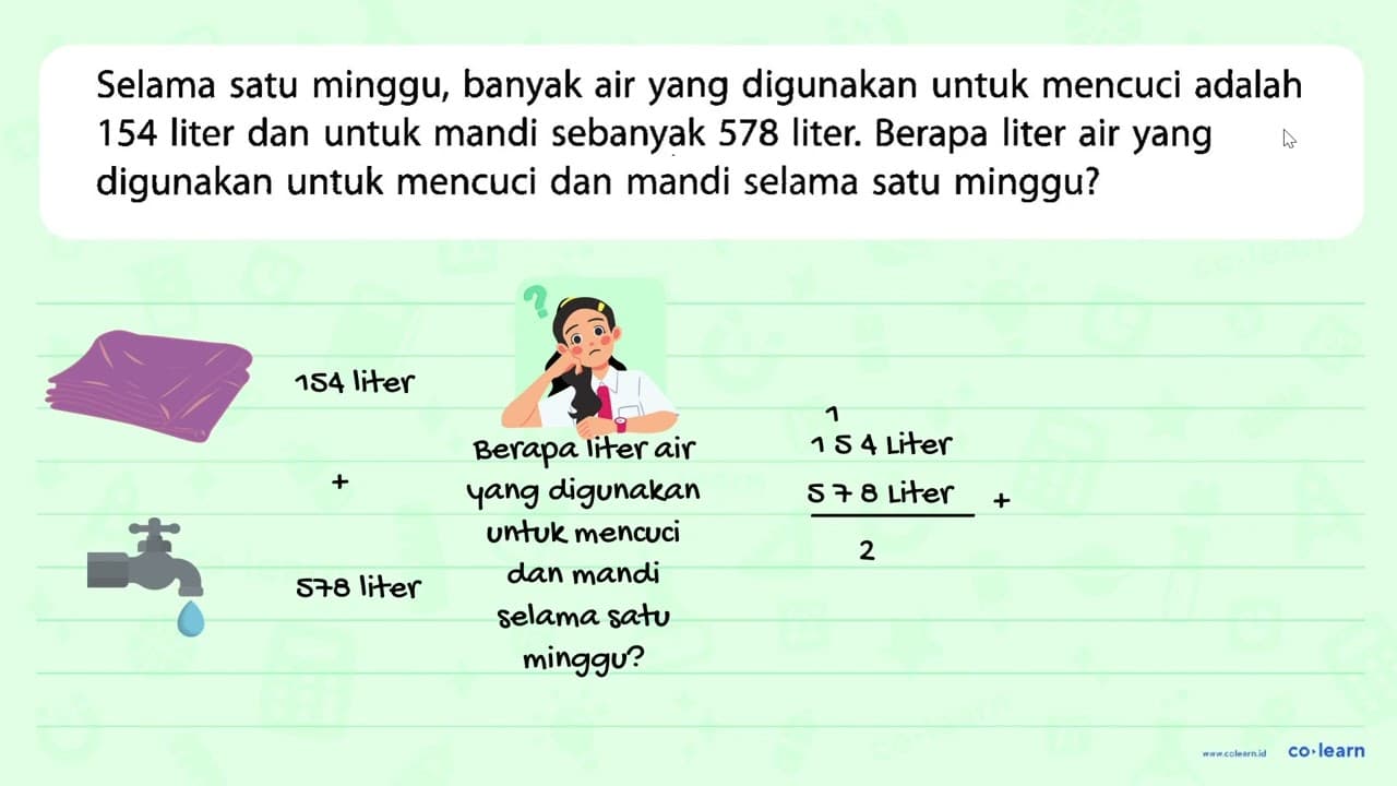 Selama satu minggu, banyak air yang digunakan untuk mencuci