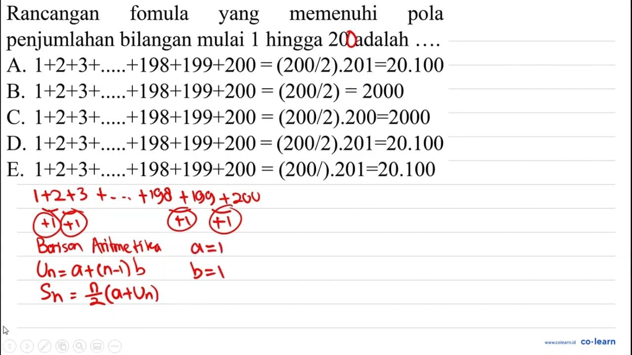 Rancangan fomula yang memenuhi pola penjumlahan bilangan