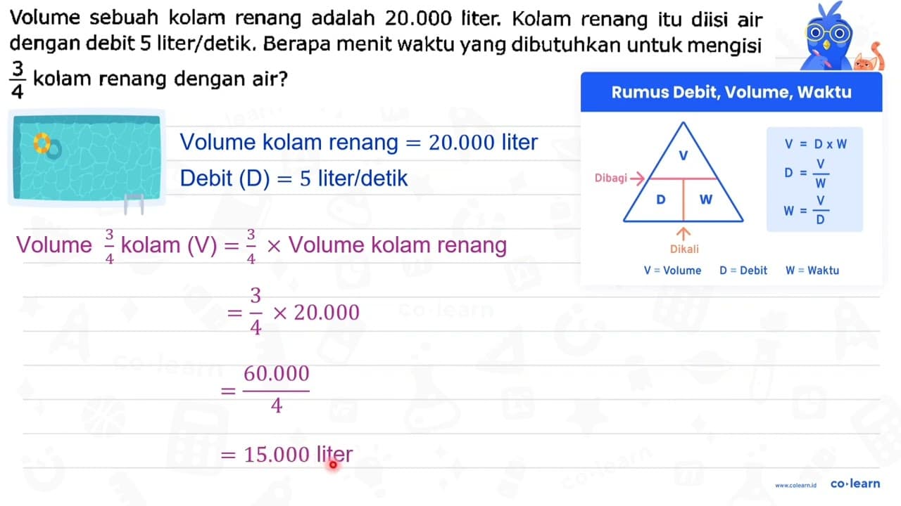 Volume sebuah kolam renang adalah 20.000 liter. Kolam