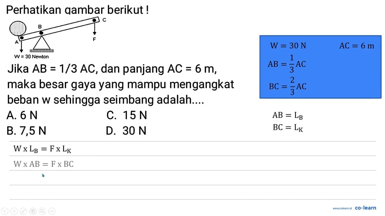 Perhatikan qambar berikut ! Jika A B=1 / 3 A C , dan