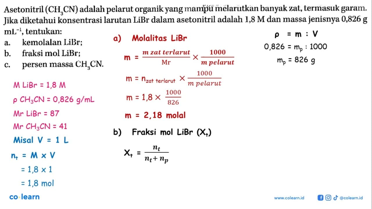 Asetonitril (CH3CN) adalah pelarut organik yang mampu