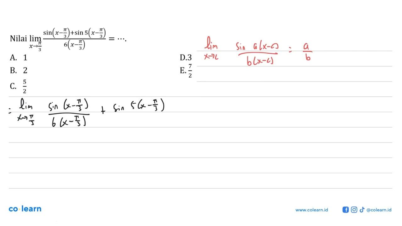 Nilai limit x -> pi/3