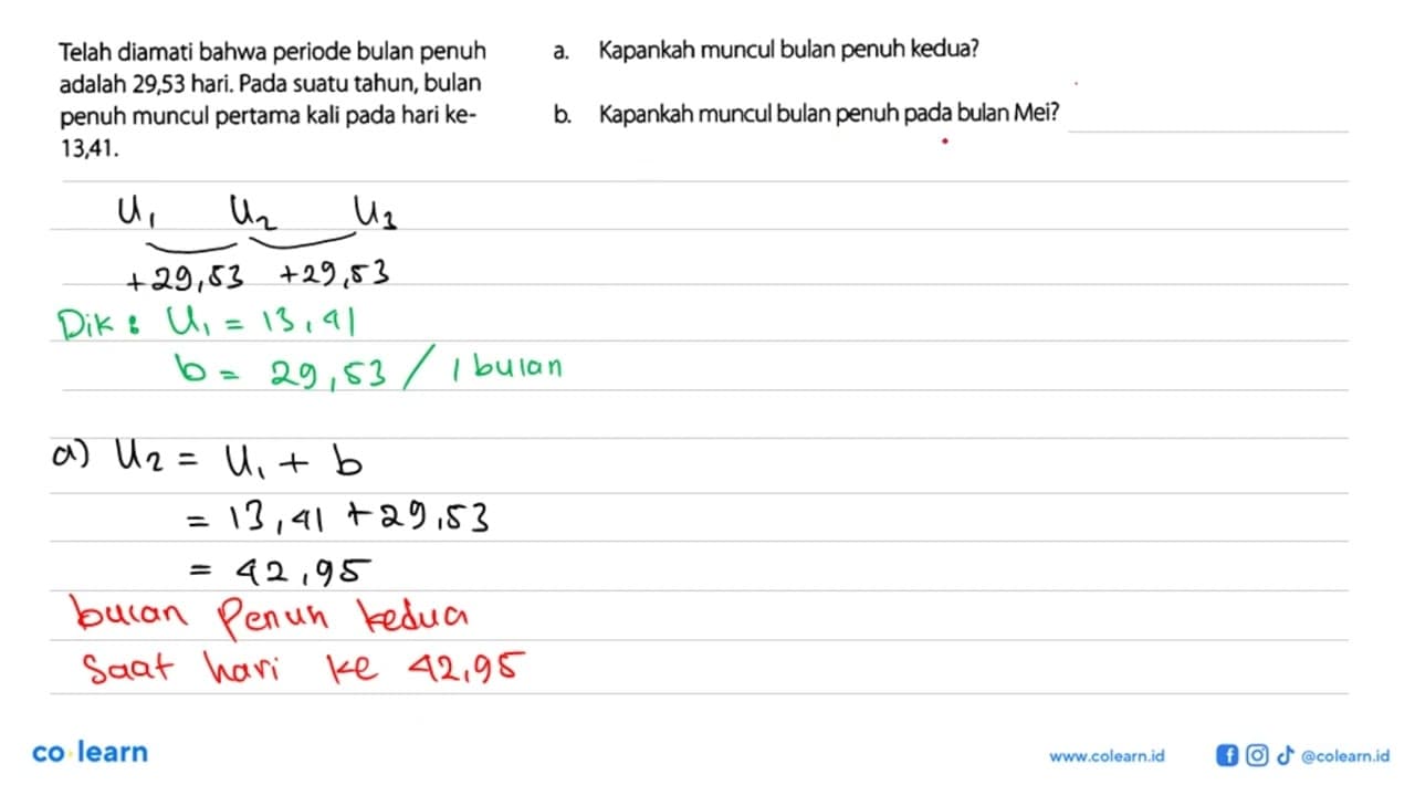 Telah diamati bahwa periode bulan penuh a. Kapankah muncul