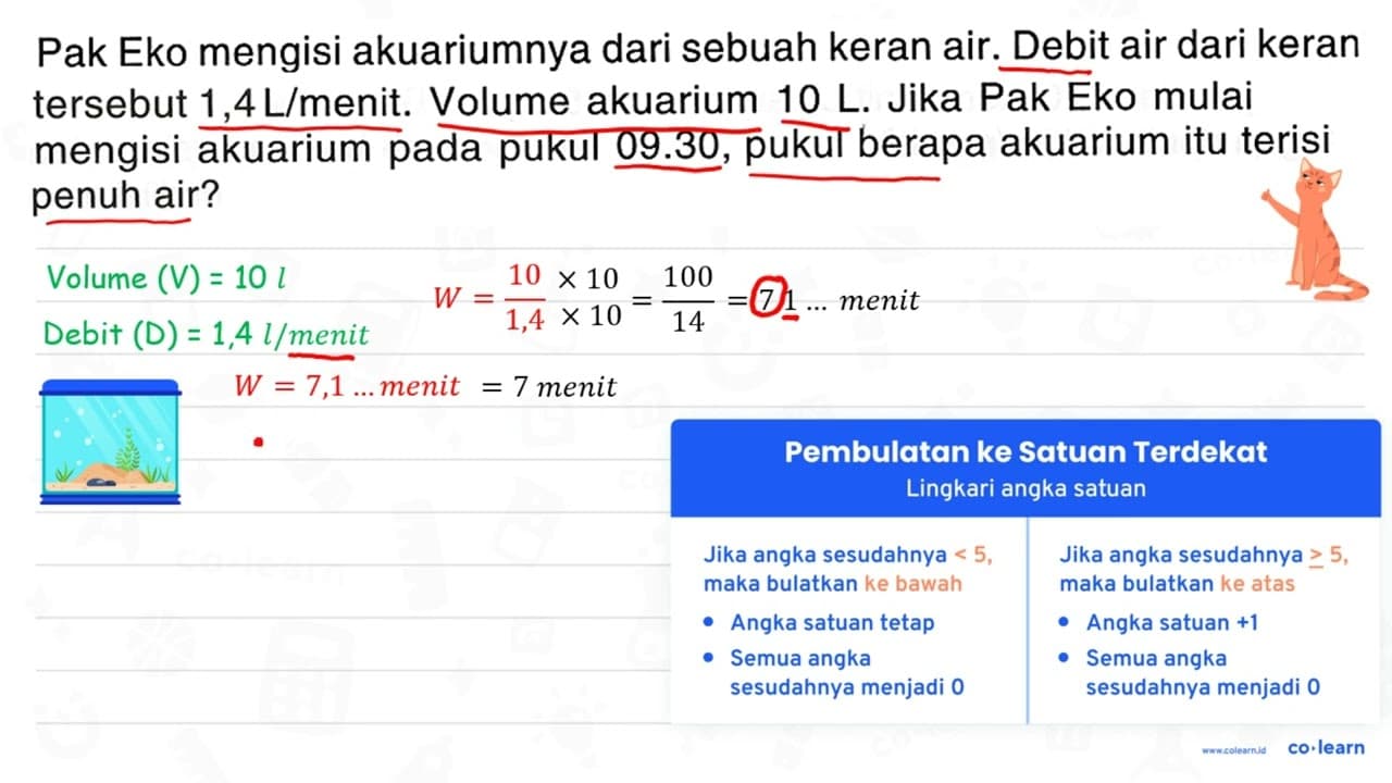 Pak Eko mengisi akuariumnya dari sebuah keran air. Debit