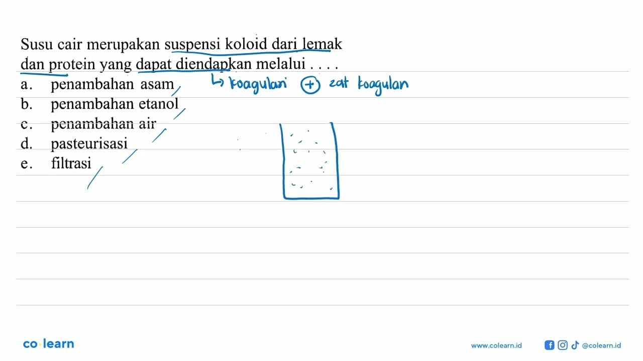 Susu cair merupakan suspensi koloid dari lemak dan protein