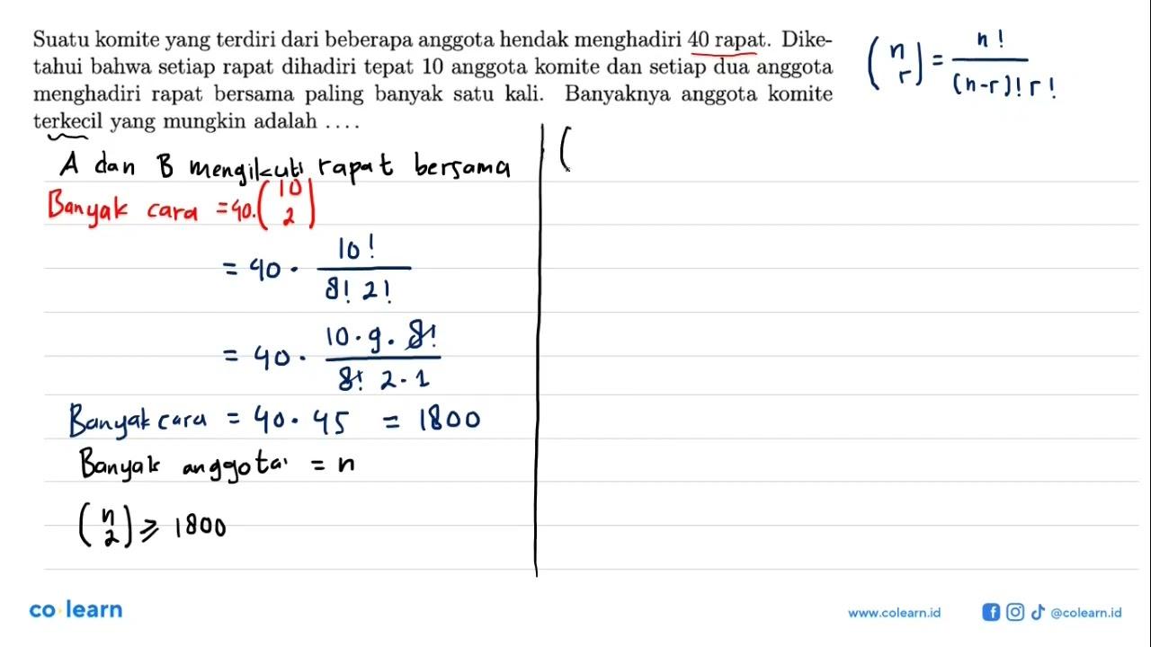 Suatu komite vang terdiri dari beberapa anggota hendak