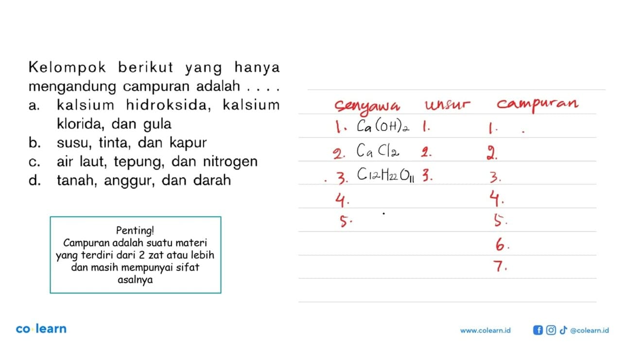 Kelompok berikut yang hanya mengandung campuran adalah . .