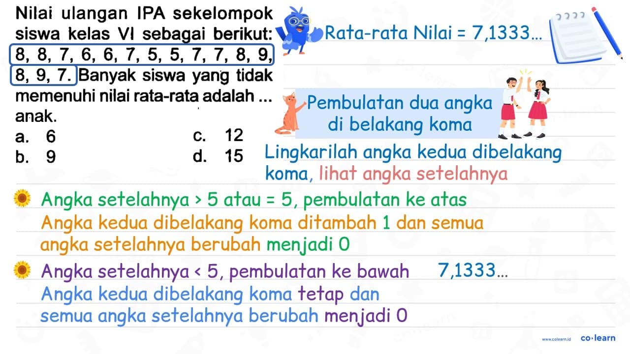 Nilai ulangan IPA sekelompok siswa kelas VI sebagai