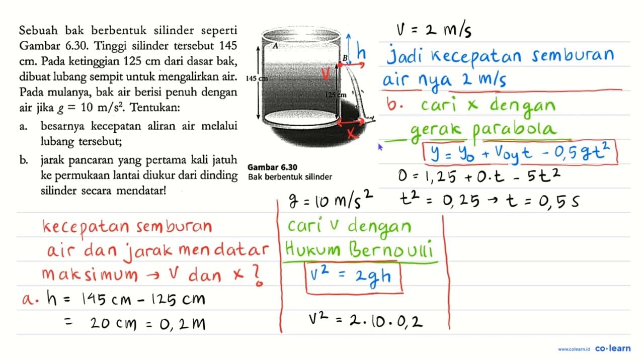 Sebuah bak berbentuk silinder seperti Gambar 6.30. Tinggi