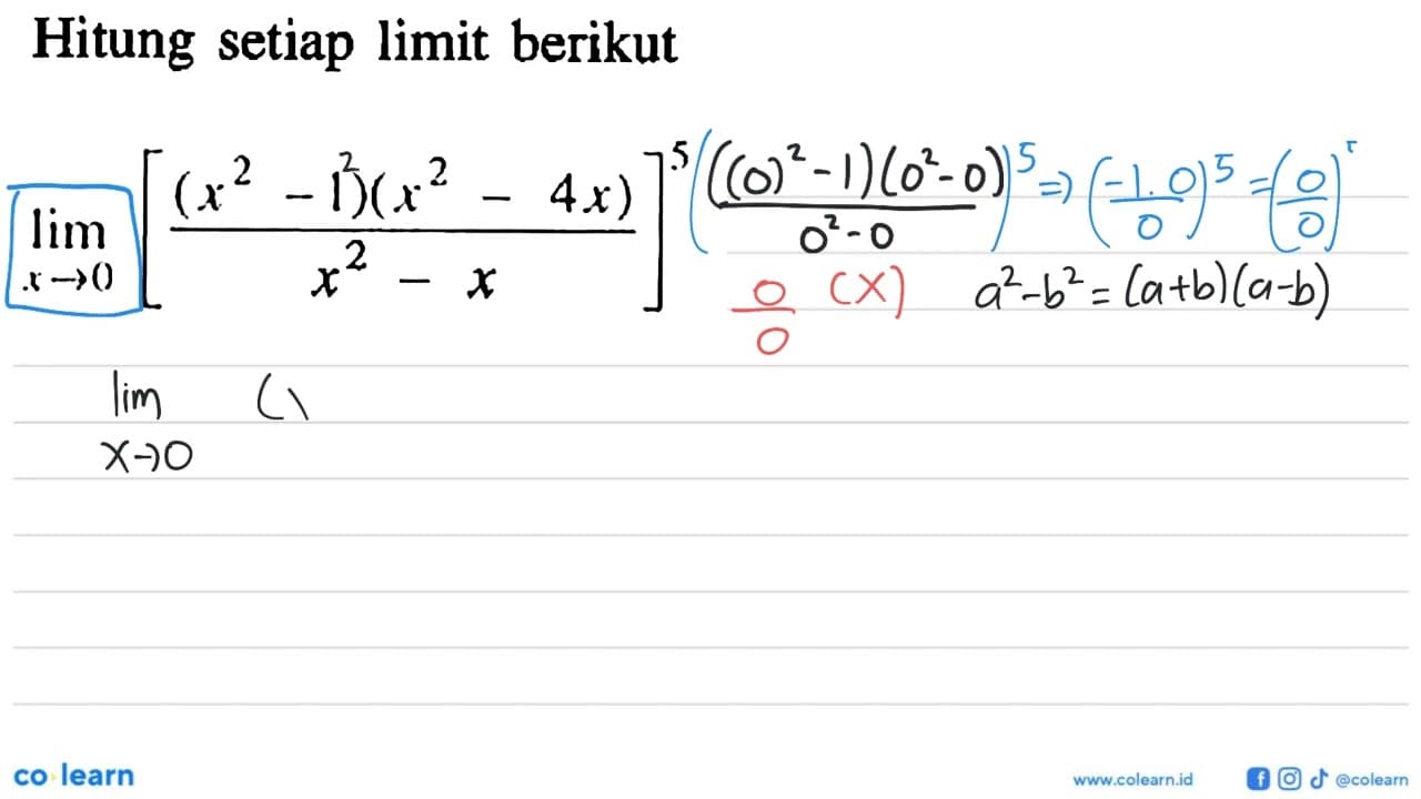 Hitung setiap limit berikut limit x ->0