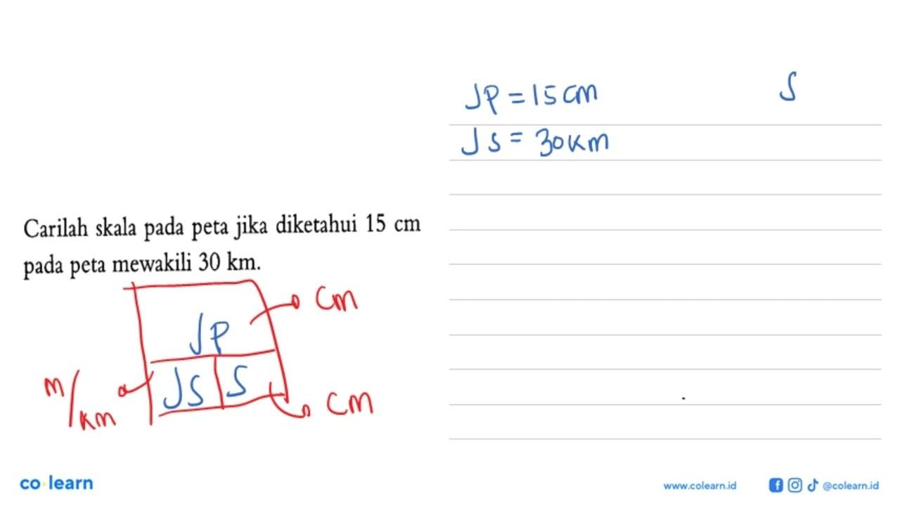 Carilah skala pada peta jika diketahui 15 cm pada peta